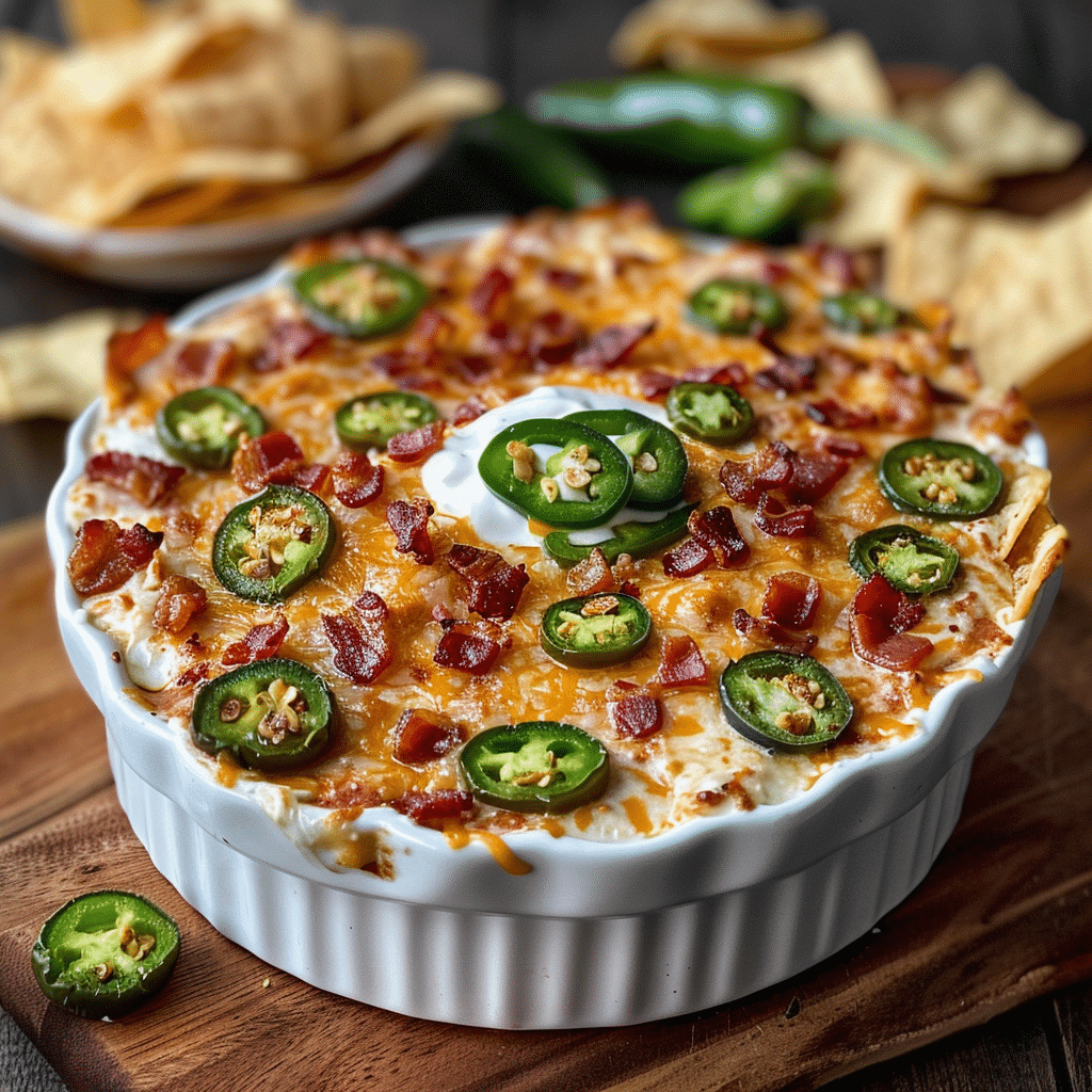 Cheesy Bacon Jalapeño Popper Dip with Tortilla Chips — chef-tested restaurant-quality photo