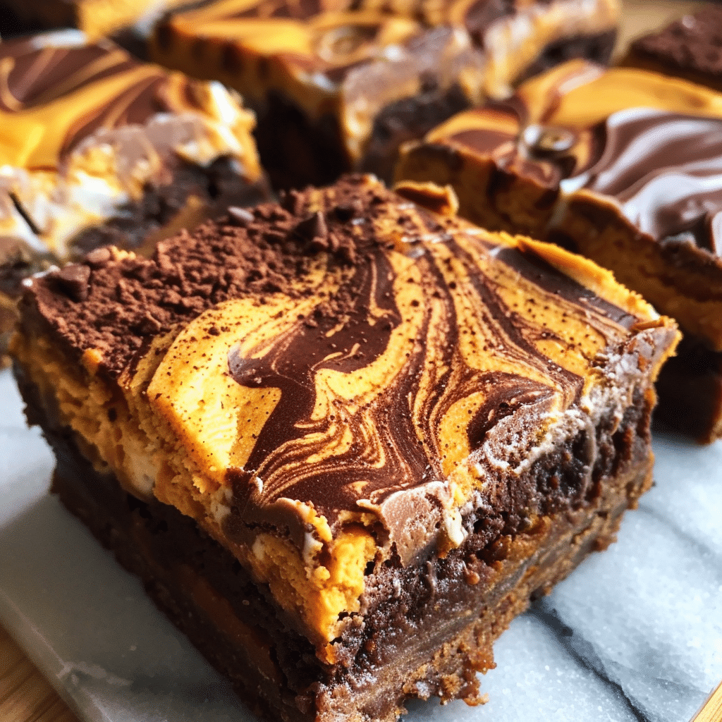 Chocolate Pumpkin Swirl Cheesecake Bars — chef-tested restaurant-quality photo