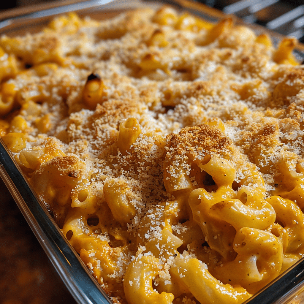 How to make Creamy Pumpkin Mac 'n' Cheese Bake — key cooking step