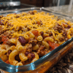Hearty Chili Mac Casserole with Cheddar Topping — chef-tested restaurant-quality photo