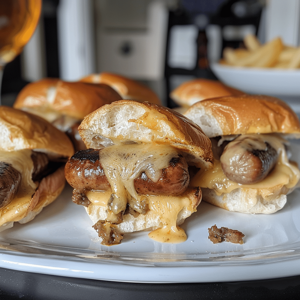 How to make Oktoberfest Bratwurst Sliders with Beer Cheese — key cooking step