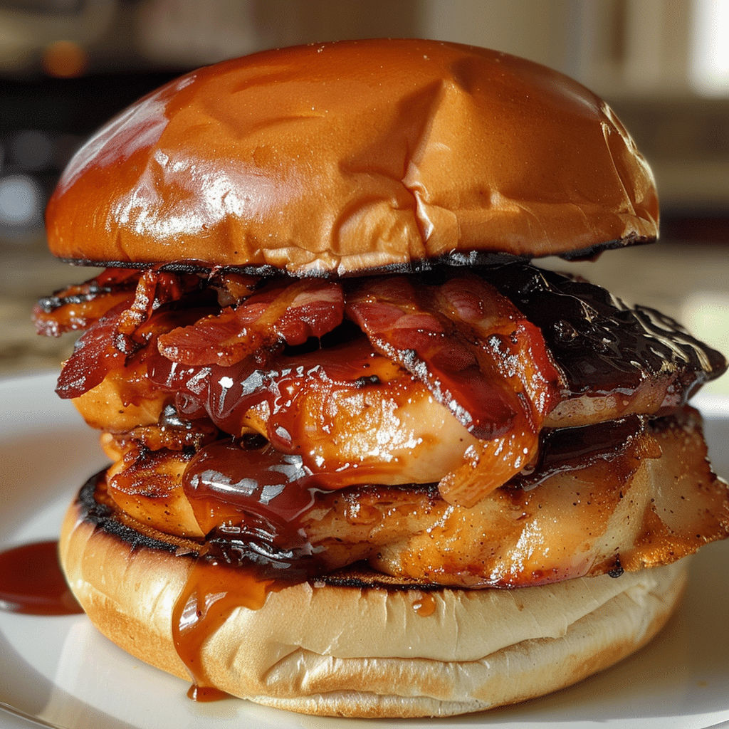 Smoky Maple Bacon BBQ Chicken Sandwich — chef-tested restaurant-quality photo