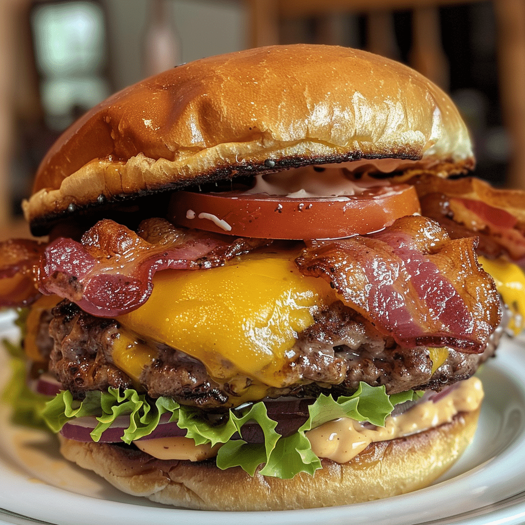 Spicy Maple Bacon Cheddar Burger — chef-tested restaurant-quality photo