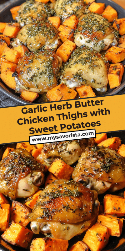 Garlic Herb Butter Chicken Thighs with Sweet Potatoes