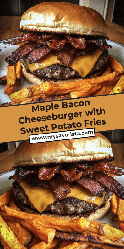 Maple Bacon Cheeseburger with Sweet Potato Fries