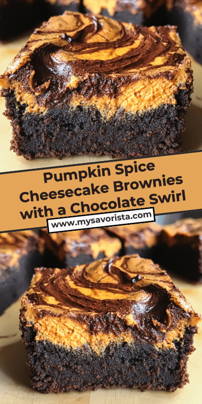 Pumpkin Spice Cheesecake Brownies with a Chocolate Swirl