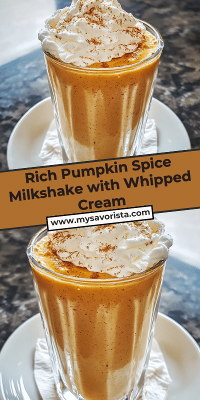 Rich Pumpkin Spice Milkshake with Whipped Cream