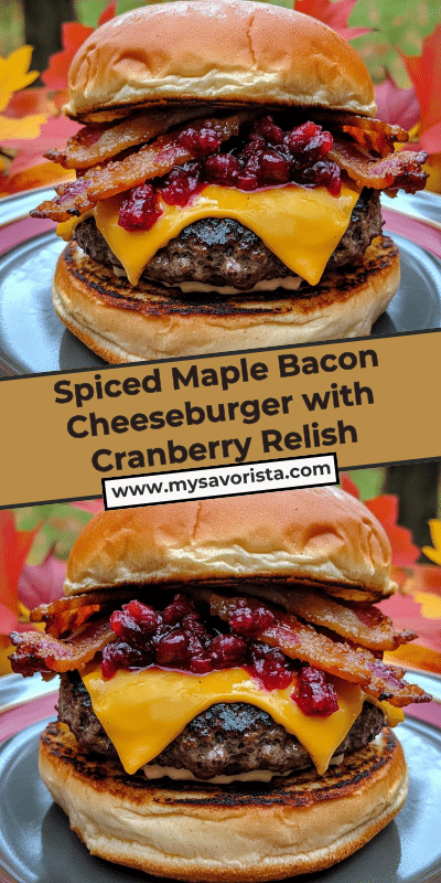 Spiced Maple Bacon Cheeseburger with Cranberry Relish