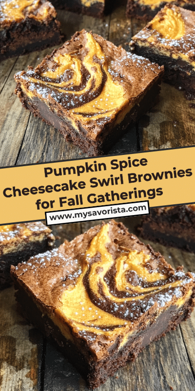 Pumpkin Spice Cheesecake Swirl Brownies for Fall Gatherings