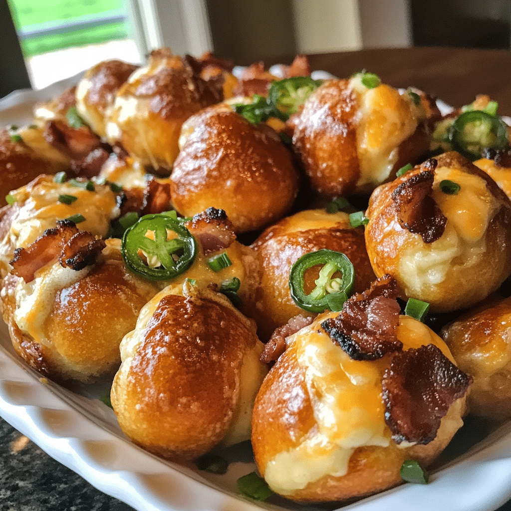 How to make Cheesy Bacon Jalapeño Stuffed Pretzel Bites for Game Day — key cooking step