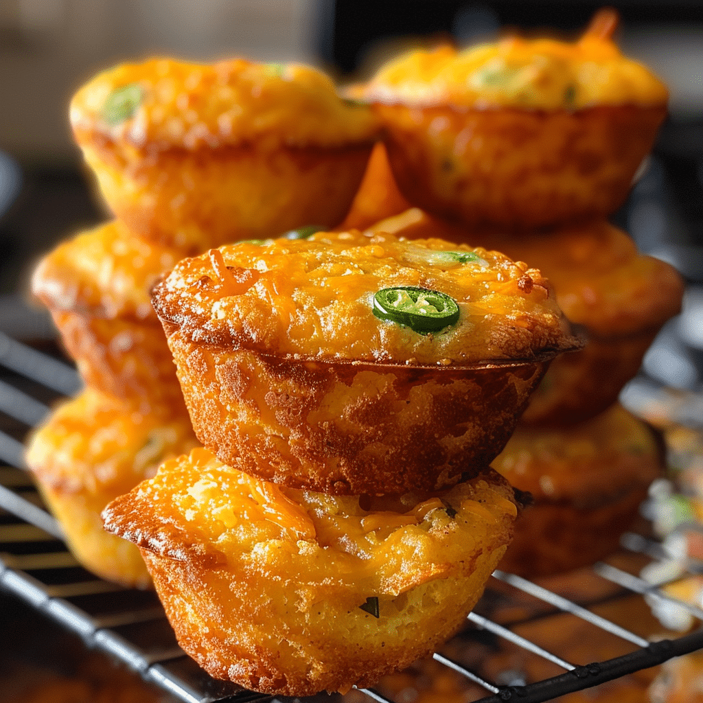 How to make Cheesy Jalapeño Corn Dog Muffins — key cooking step