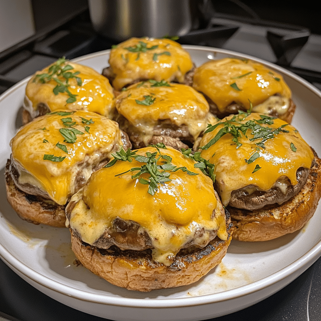 How to make Cheesy Stuffed Mushroom Burgers for Festive Feasts — key cooking step