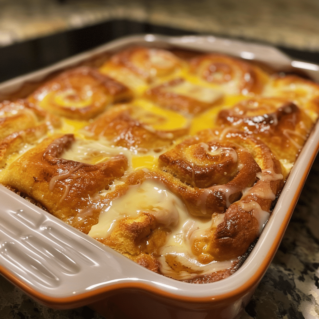 How to make Cinnamon Roll Breakfast Casserole — key cooking step