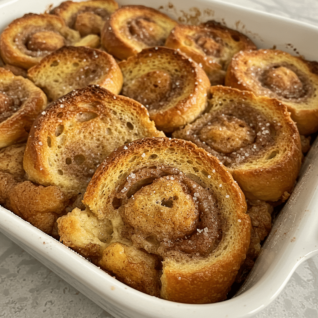 How to make Cinnamon Roll French Toast Bake — key cooking step