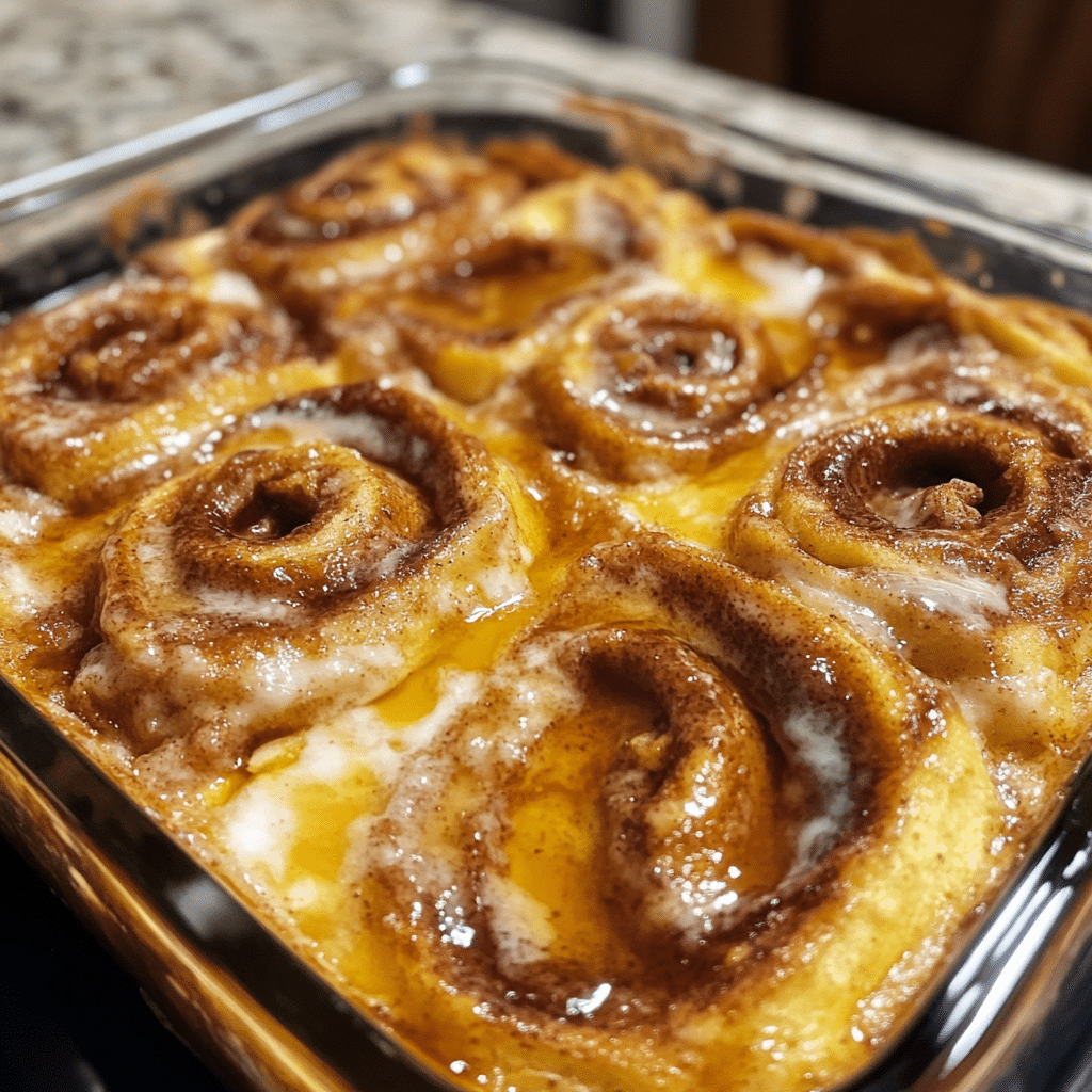 How to make Cinnamon Roll French Toast Casserole with Maple Syrup — key cooking step