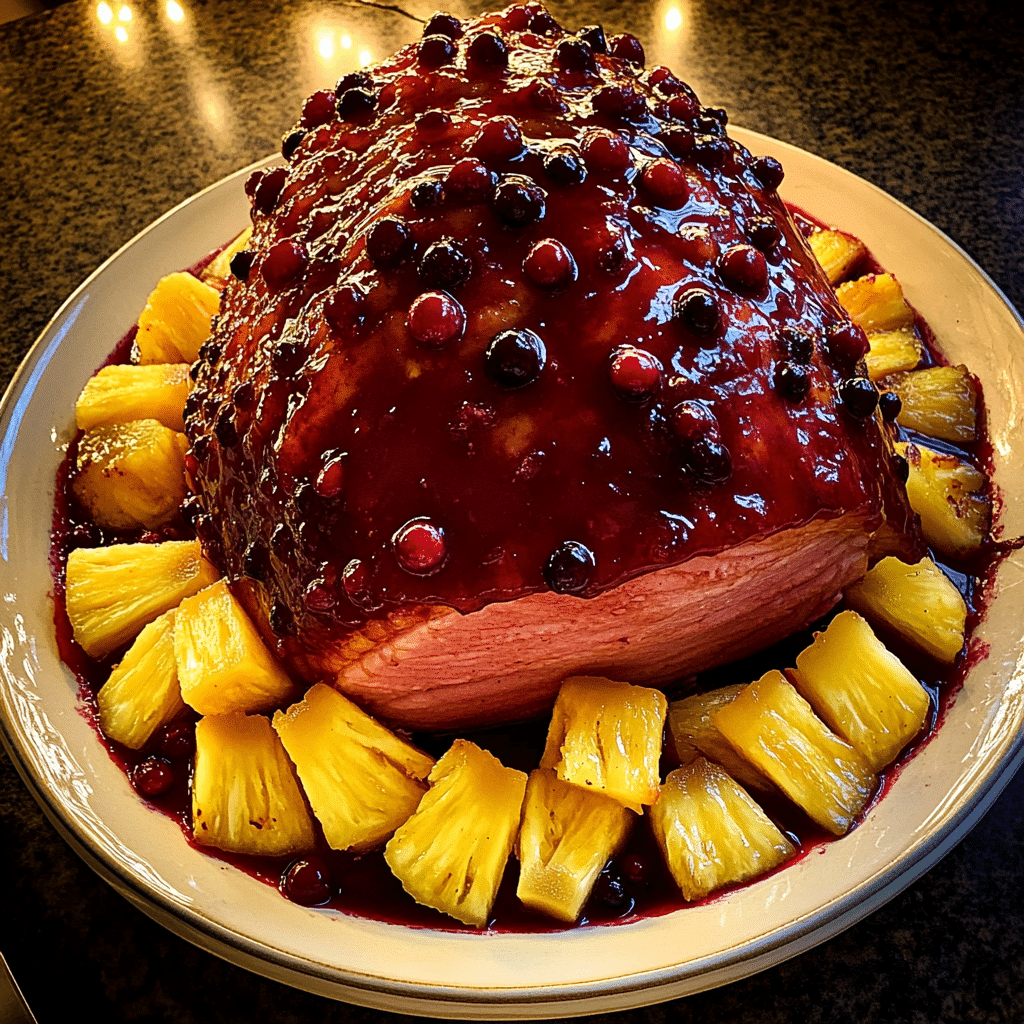 How to make Cranberry Glazed Ham with Pineapple — key cooking step