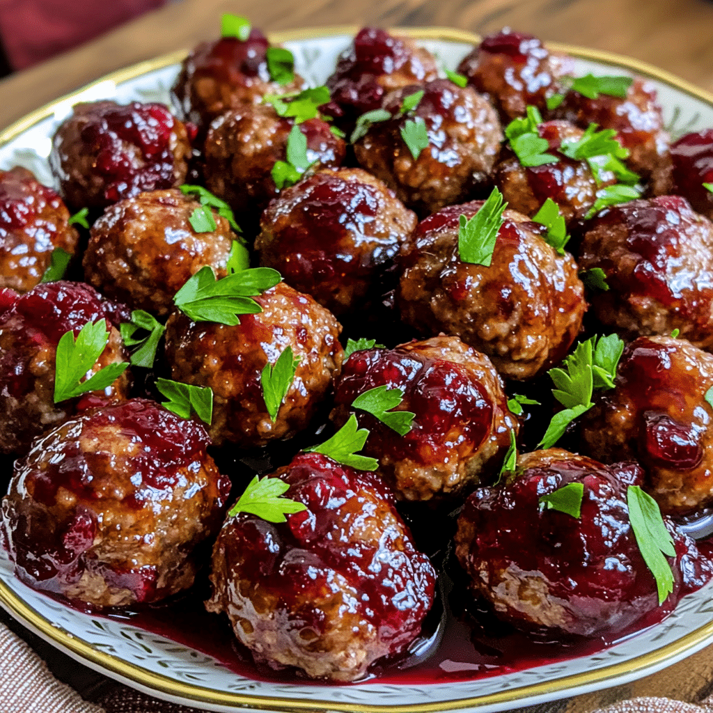 Cranberry-Glazed Meatballs for Holiday Parties — chef-tested restaurant-quality photo