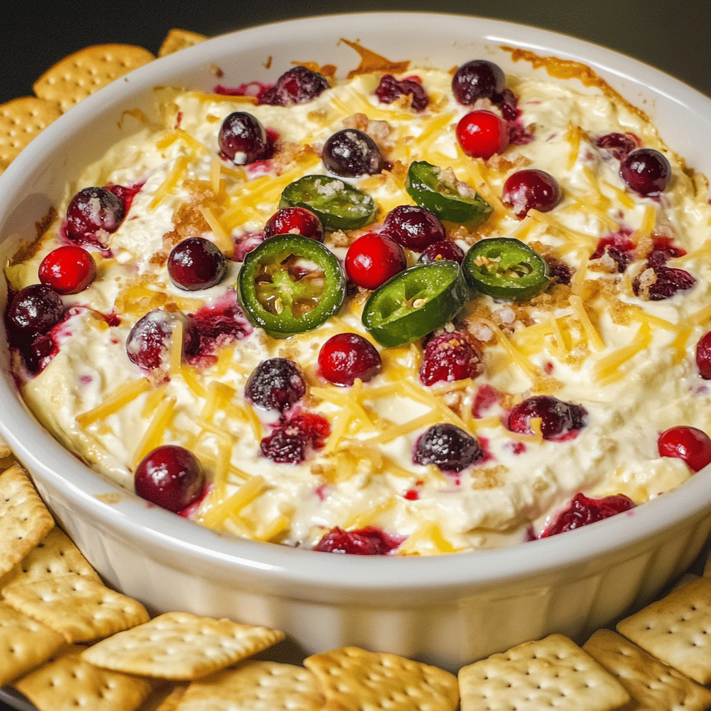How to make Cranberry Jalapeño Cheese Dip with Crackers — key cooking step
