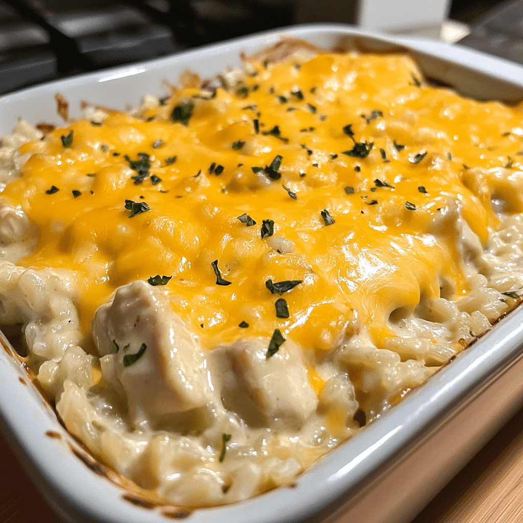 How to make Creamy Cheddar Chicken and Rice Casserole for Cozy Nights — key cooking step
