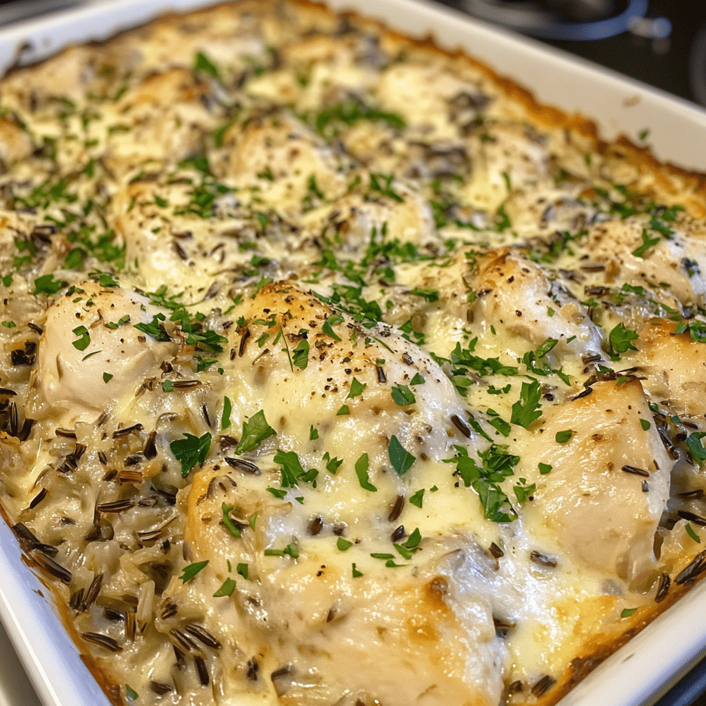 Creamy Chicken and Wild Rice Casserole with Herbs — chef-tested restaurant-quality photo