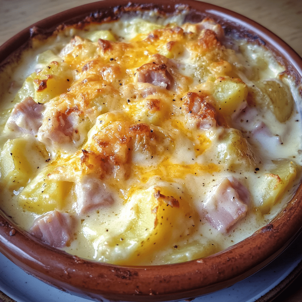 How to make Creamy Potato and Ham Casserole for Comforting Dinners — key cooking step