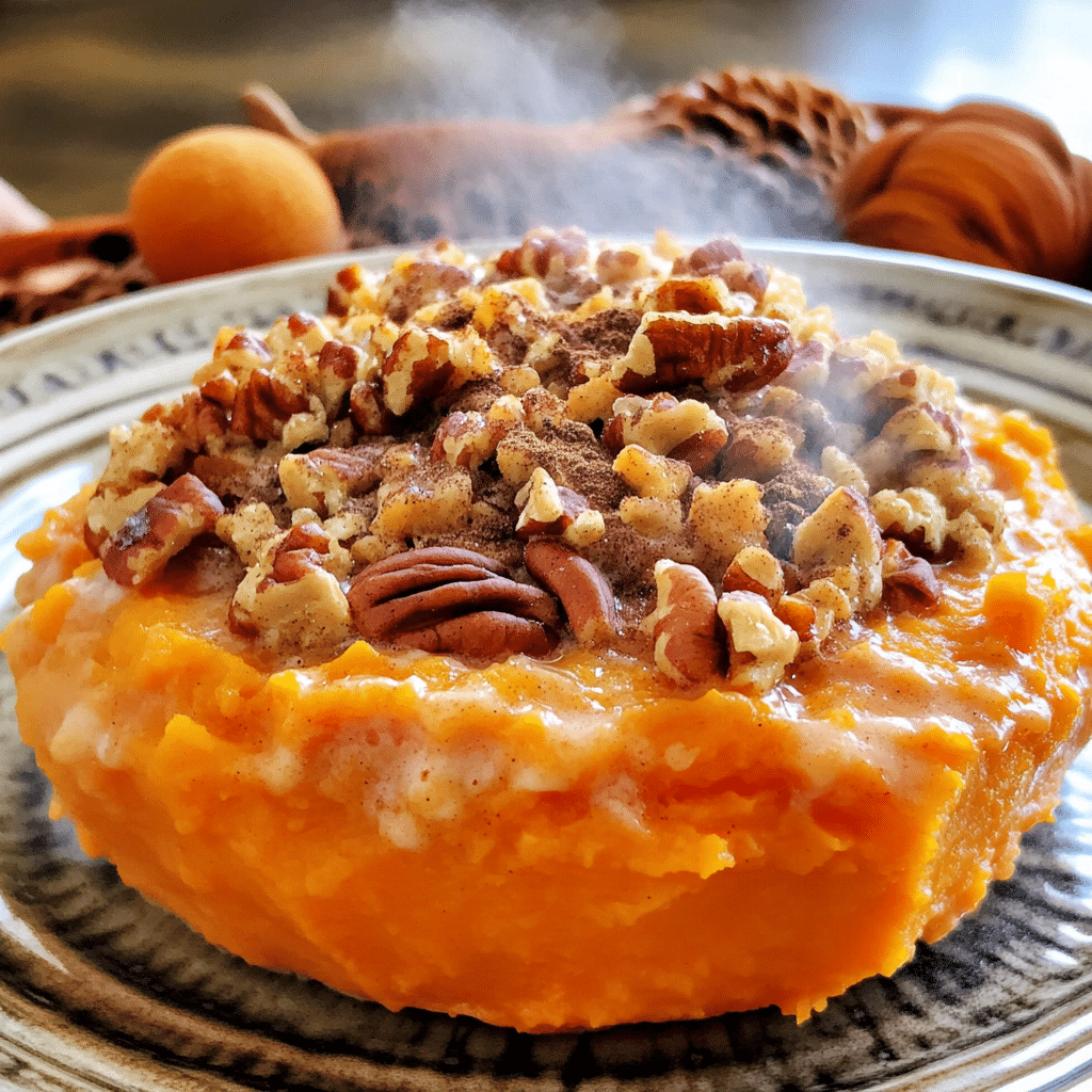 How to make Creamy Sweet Potato Casserole with Pecan Topping — key cooking step