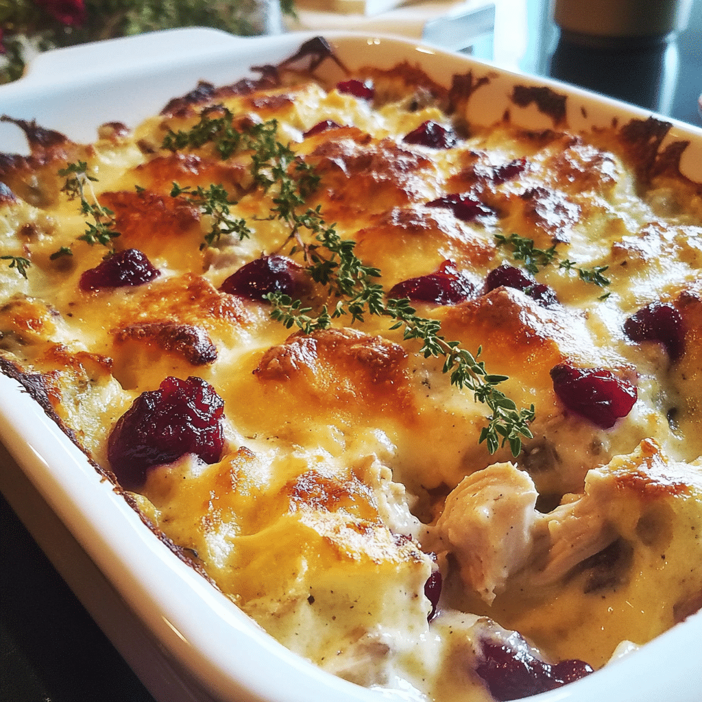 How to make Creamy Turkey and Cranberry Casserole for Leftovers — key cooking step