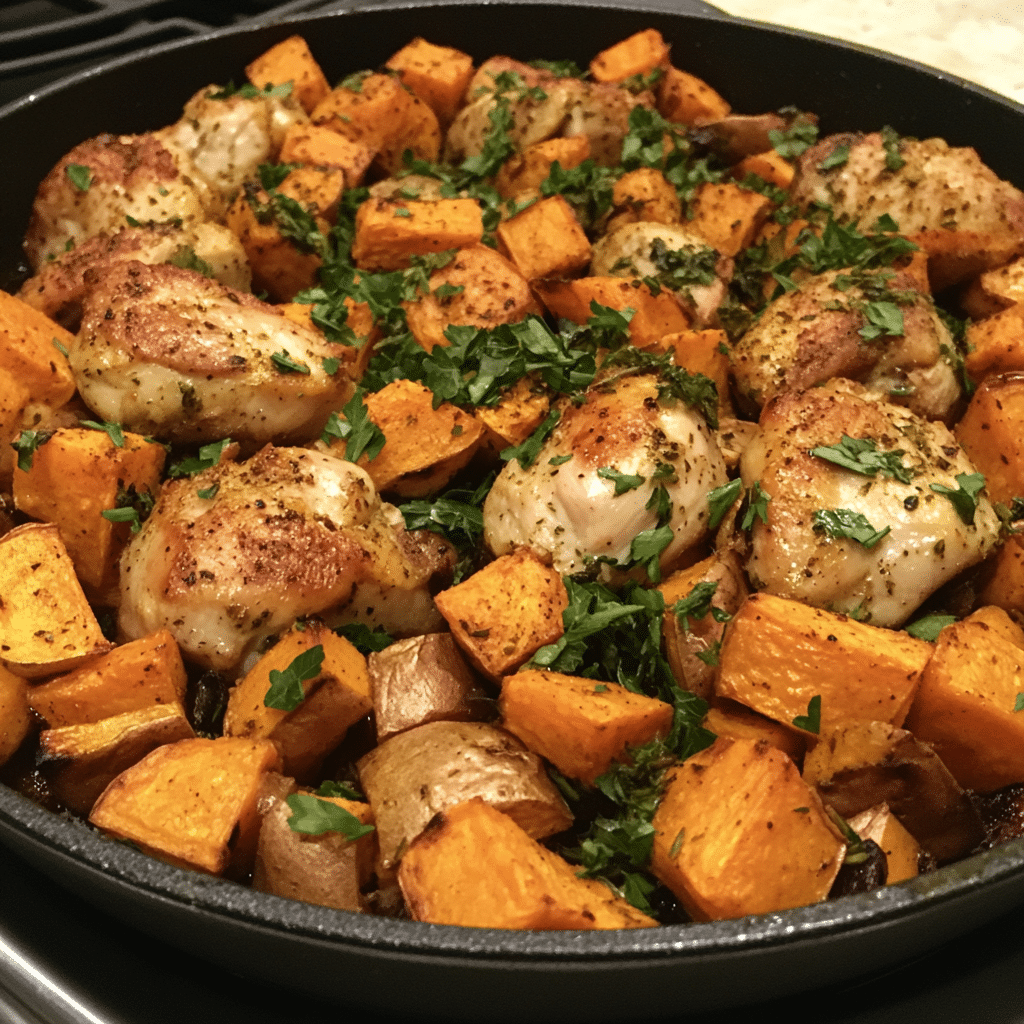 How to make Crispy Herb Chicken and Sweet Potato Hash — key cooking step