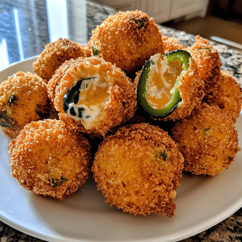 How to make Crispy Jalapeño Popper Cheese Bombs with Ranch Dip — key cooking step