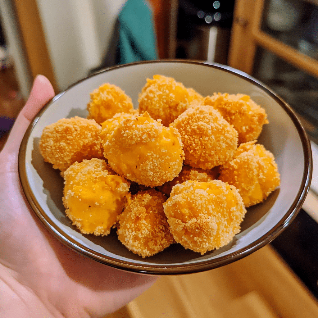 How to make Crispy Pumpkin Spice Cheese Bites — key cooking step
