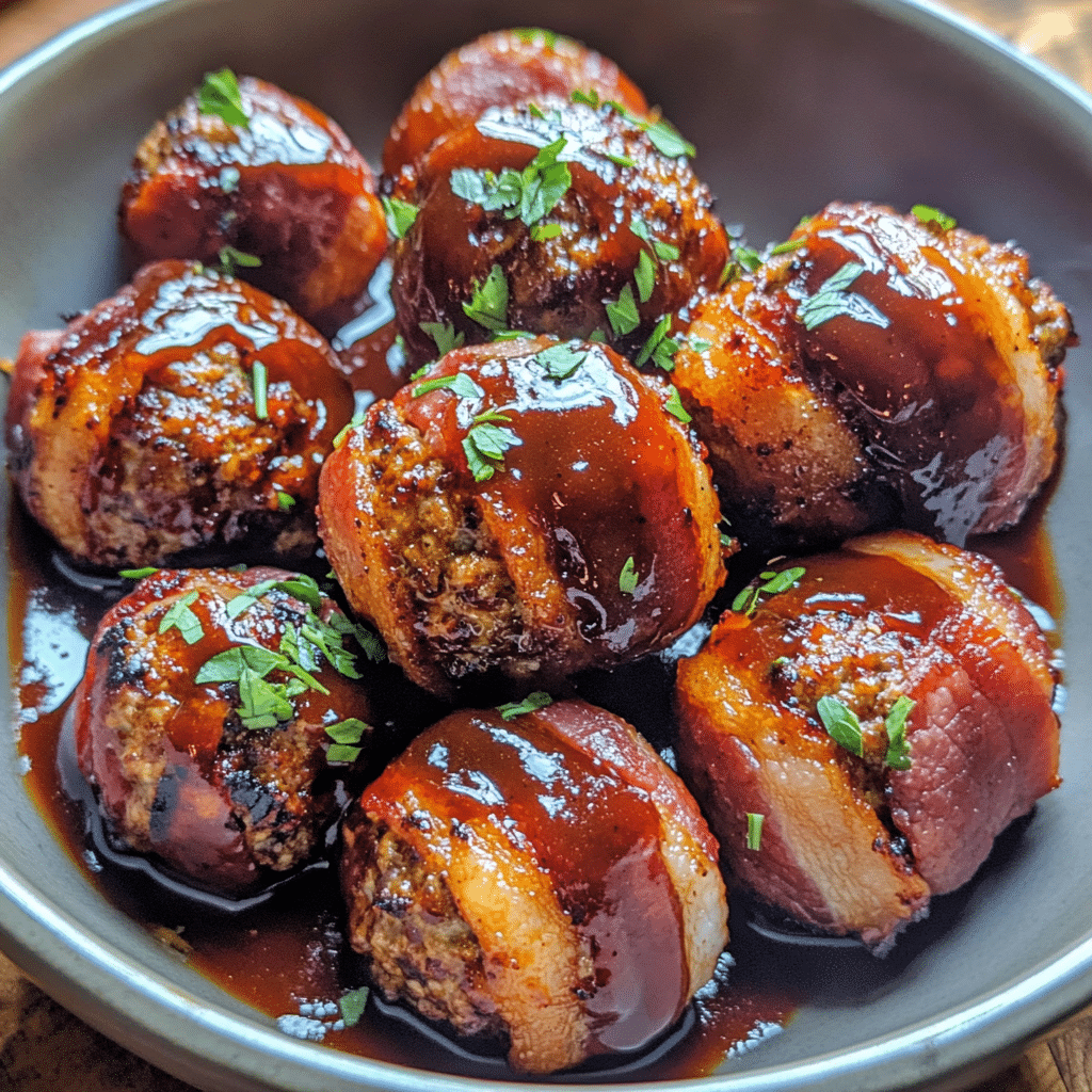 Double Smoked BBQ Bacon-Wrapped Meatballs — chef-tested restaurant-quality photo