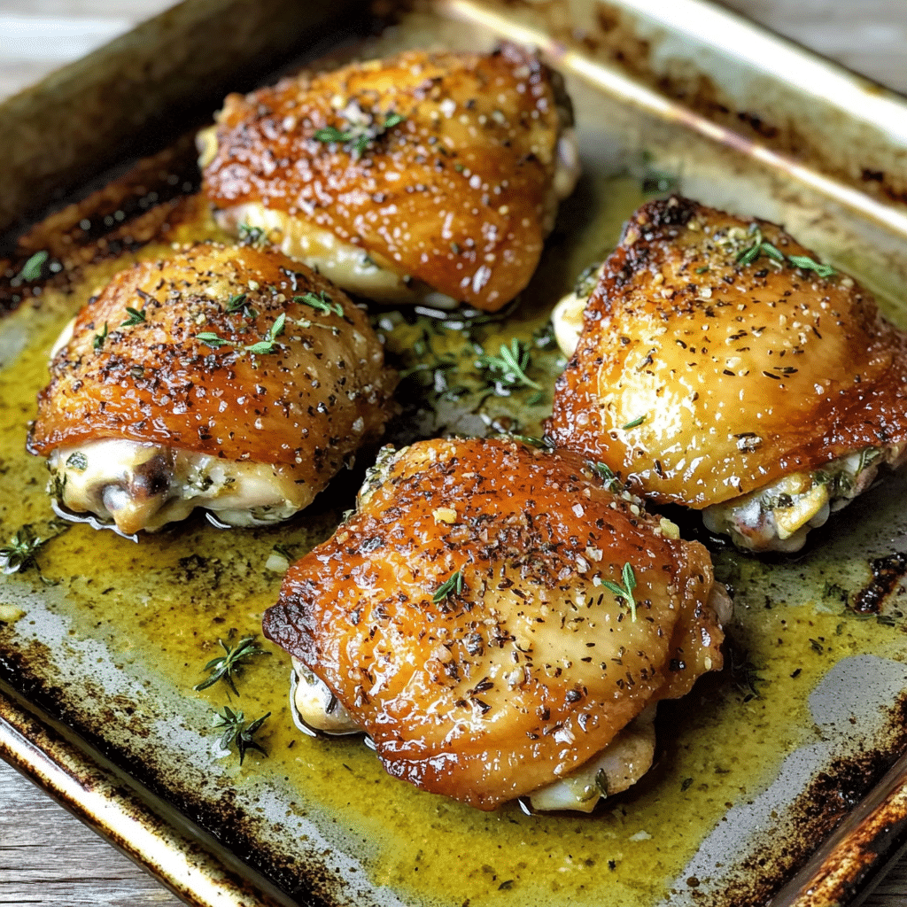 How to make Garlic Herb Butter Chicken Thighs on Sheet Pan — key cooking step
