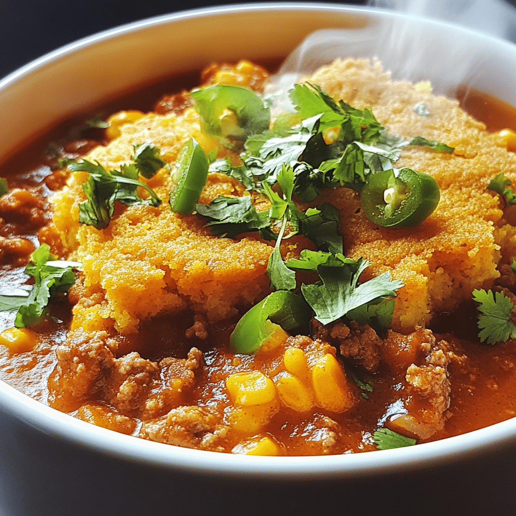 Ghoulishly Good Spicy Pumpkin Chili with Cornbread Topping — chef-tested restaurant-quality photo