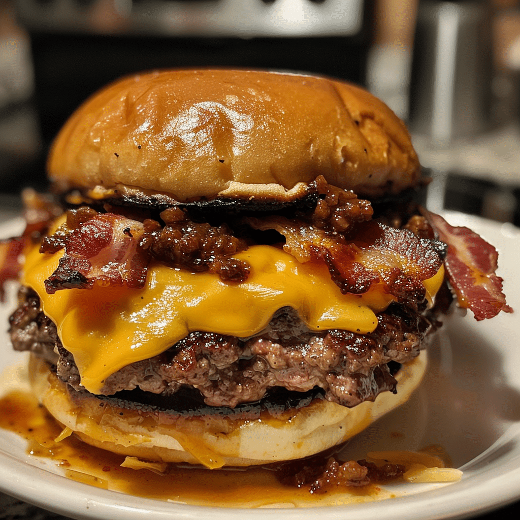 How to make Gooey Cheddar-Stuffed BBQ Bacon Burgers — key cooking step