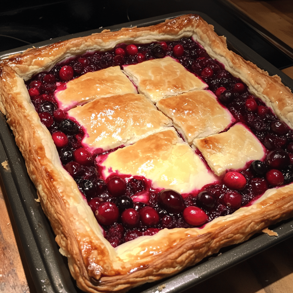 How to make Harvest Cranberry Brie Tart with Puff Pastry — key cooking step
