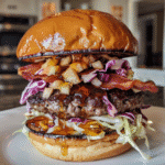Harvest Maple Bacon Burger with Spiced Apple Slaw — chef-tested restaurant-quality photo