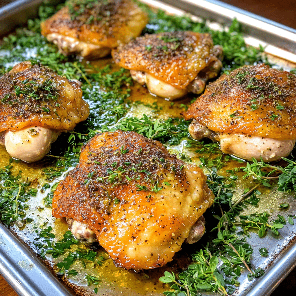 Herb-Infused Garlic Butter Chicken Thighs Sheet Pan Bake — chef-tested restaurant-quality photo