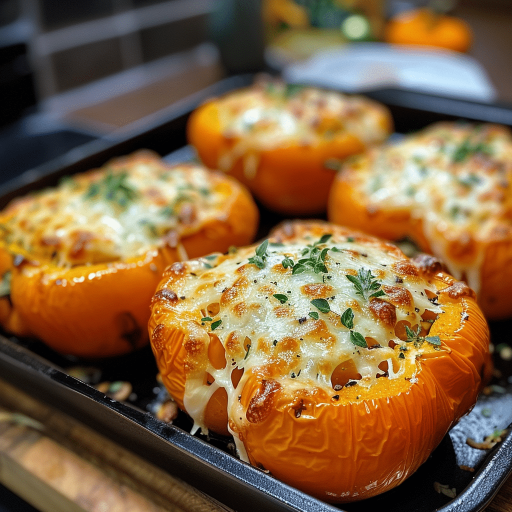 How to make Holiday Cheesy Stuffed Pumpkin Peppers — key cooking step