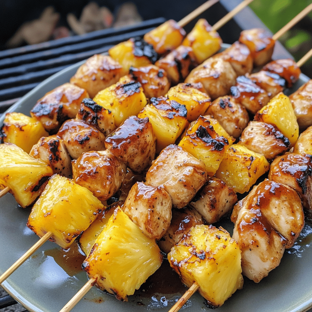 How to make Honey BBQ Chicken Skewers with Pineapple — key cooking step