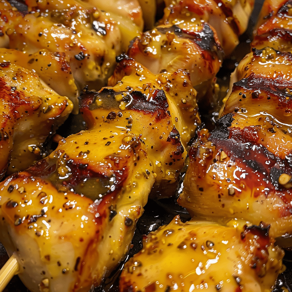 How to make Honey Mustard Glazed Chicken Skewers — key cooking step
