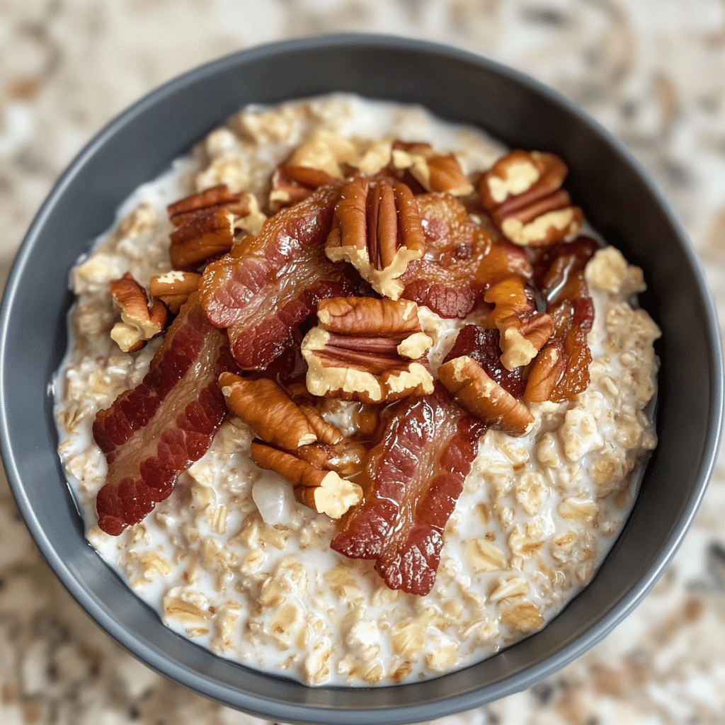How to make Maple Bacon Overnight Oats with Crunchy Toppings — key cooking step