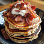 Maple Bacon Pancakes with Whipped Cream Drizzle — chef-tested restaurant-quality photo