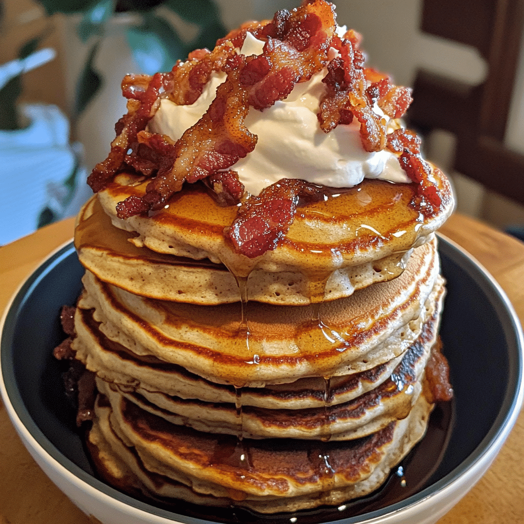 How to make Maple Bacon Pancakes with Whipped Cream Drizzle — key cooking step
