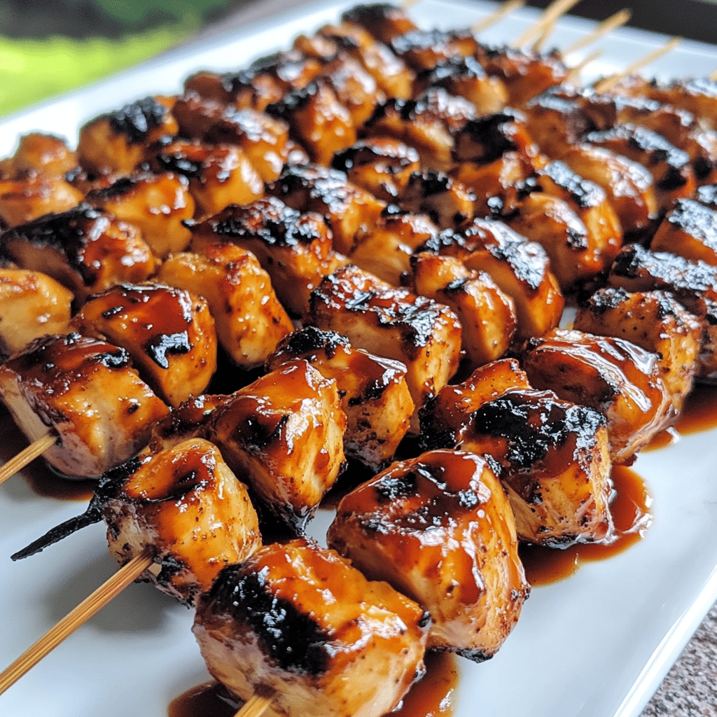 How to make Maple Bourbon BBQ Glazed Chicken Skewers — key cooking step