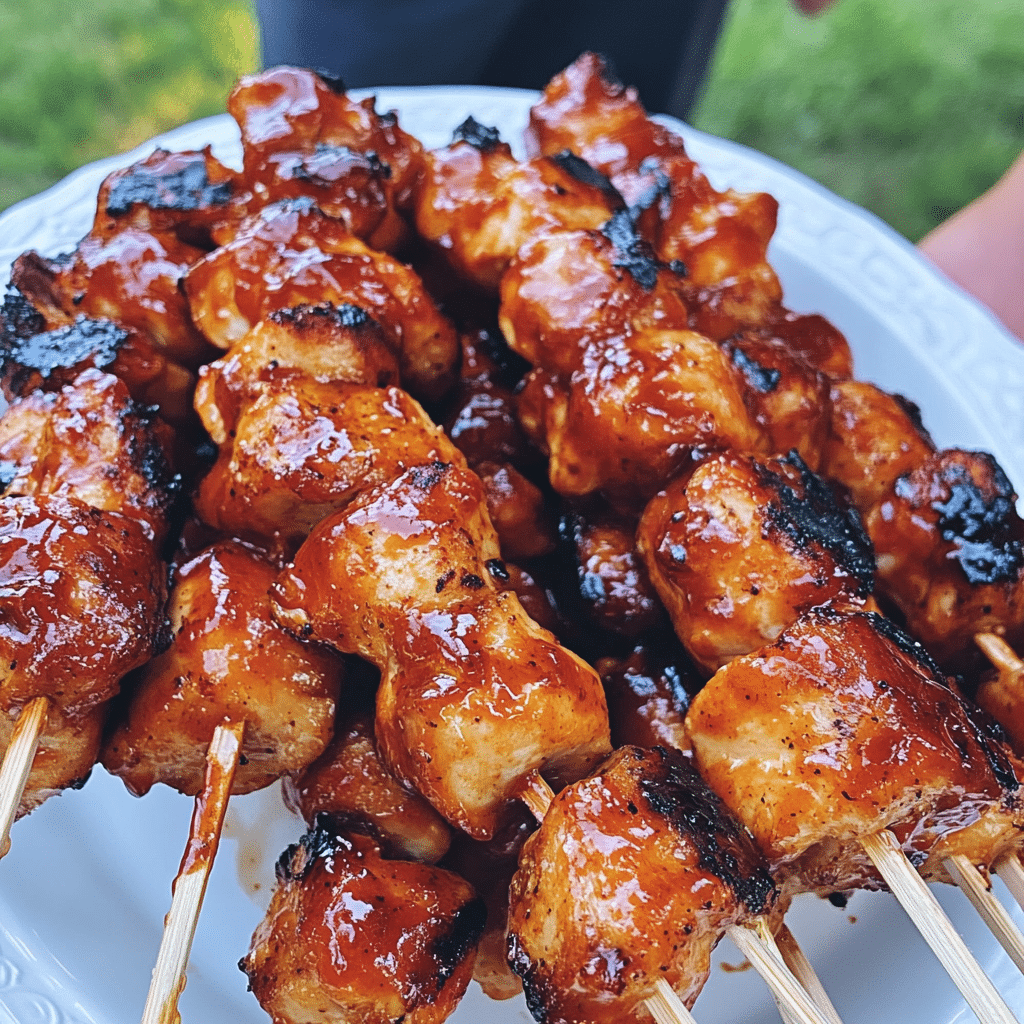 Maple Bourbon BBQ Glazed Chicken Skewers — chef-tested restaurant-quality photo