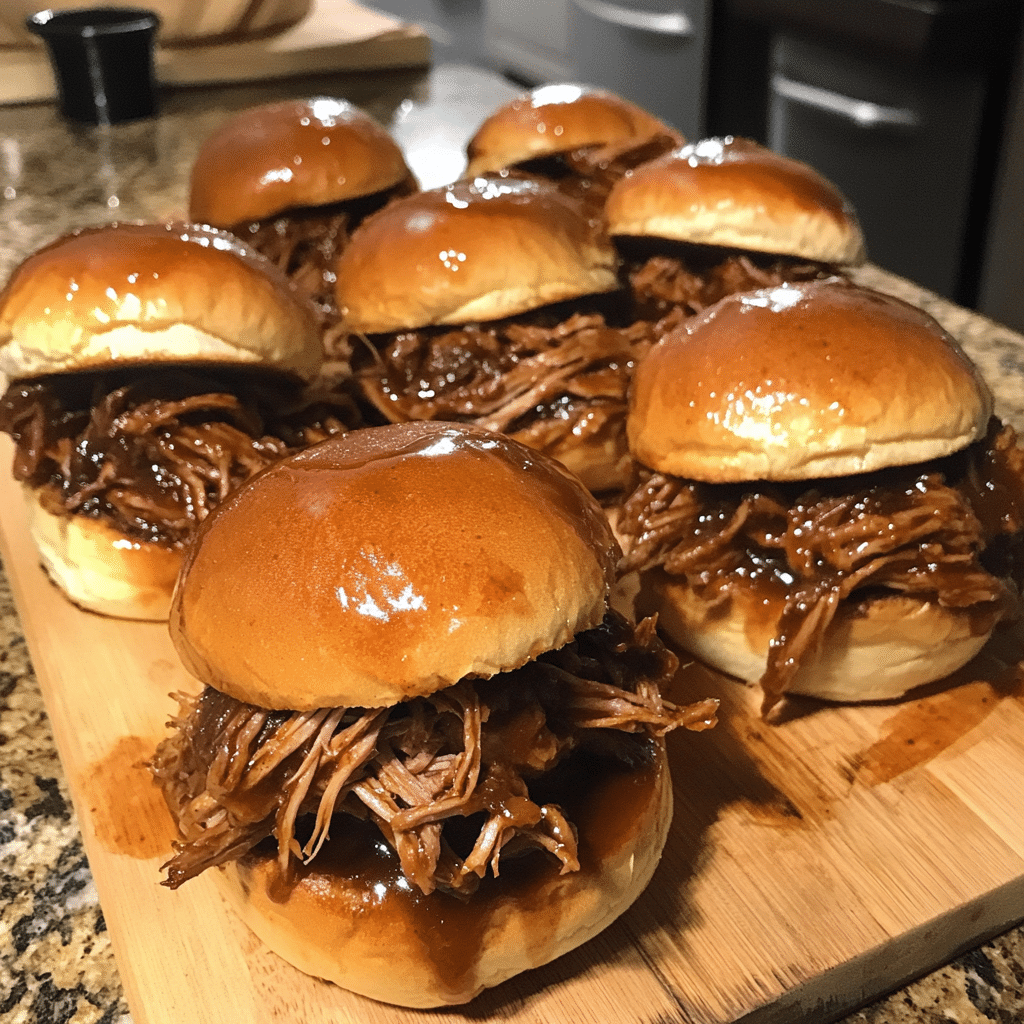How to make Maple Bourbon BBQ Pulled Pork Sliders — key cooking step