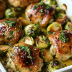 Maple Dijon Glazed Chicken and Brussels Bake — chef-tested restaurant-quality photo