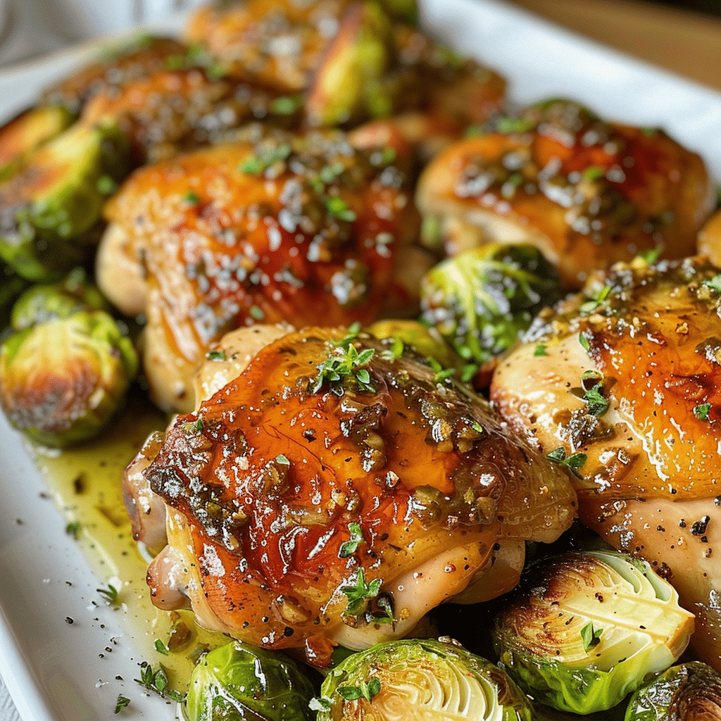 How to make Maple Dijon Glazed Chicken and Brussels Bake — key cooking step