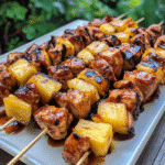 Maple Glazed BBQ Chicken Skewers with Pineapple — chef-tested restaurant-quality photo
