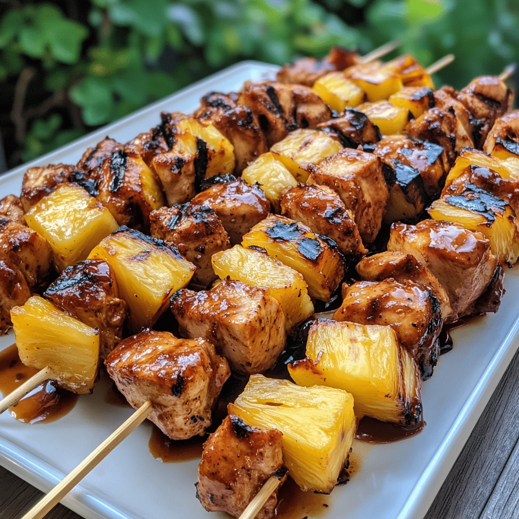 Maple Glazed BBQ Chicken Skewers with Pineapple — chef-tested restaurant-quality photo